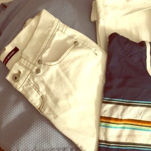 💥DNKY white jeans rolled crop pants💥 size 1